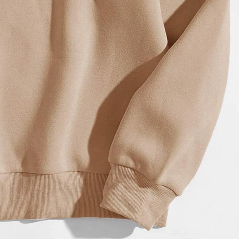 NEW| SHEIN Women’s Plus Size Drop Shoulder Khaki Long Sleeve Comfy Sweatshirt - Picture 3 of 5